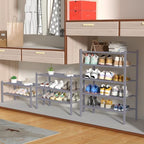 ROMGUAR CRAFT 4 Tier Bamboo Shoe Rack for Closet Free Standing Wood Shoe Shelf for Entryway Small Space Stackable 27"x11"x26" (Grey) - Image 4
