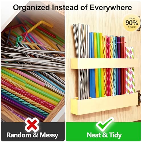 9.5” Large Acrylic Straw Holder for Cabinet Door, Adjustable Two-Part - Image 6