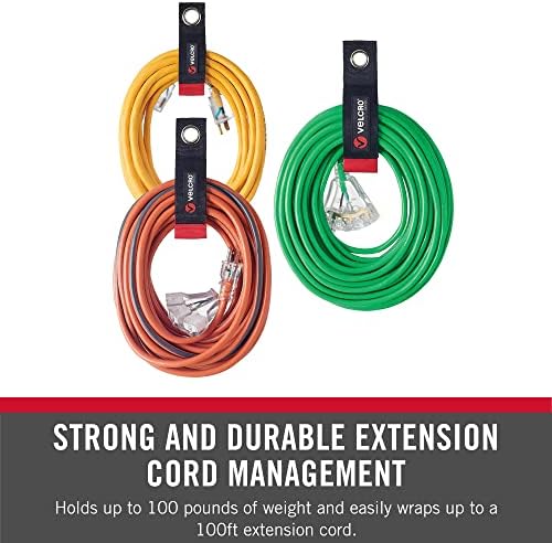 VELCRO Brand Easy Hang Extension Cord Holder Organizer Variety Pack | Holds 60-100lbs, Heavy Duty Straps Fit Easily on Hooks or Nails | Perfect for Garage Organization | 3-pk 10", 14" and 18", Black - Image 2
