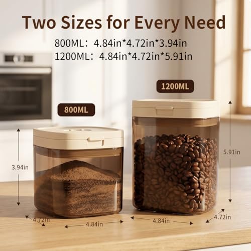 Airtight Food Storage Container with Magnetic Scoop & Built-in Leveler, 1200ML Coffee Storage Container with Date Tracker, BPA Free UV Blocking Food Container for Coffee Beans, Ground Coffee, Tea - Image 6