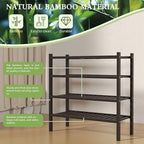 ROMGUAR CRAFT 4 Tier (Thick) Bamboo Shoe Rack for Closet Free Standing Wood Shoe Shelf for Entryway Small Space Stackable 27"x12"x28" (Black Brown) - Image 5