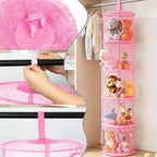 2Pcs Hanging Stuffed Animal Storage Hammock Net 5 Tiers, Pink - Image 4