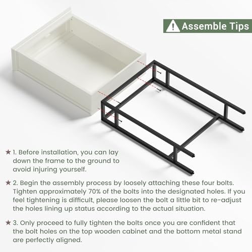 Over The Toilet Storage Cabinet, Over The Toilet Cabinet with Doors, Over Toilet Bathroom Organizer Above Toilet Storage Cabinet with Inner Adjustable Shelf and Anti-Tip Device, Cream White - Image 6