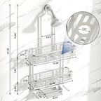 Shower Caddy Hanging, Never Rust Aluminum Shower Organizer, Over Showerhead No Drilling Shower Racks, with Soap Holder Multi Hooks Bathroom Storage for Shampoo Sponge,Silvery - Image 2