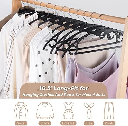 Plastic Hangers Black Clothes Hanger 50 Pack | No Shoulder Bumps, 360°Swivel Hook, Thin, Space Saving for Closet, Fit for Suits Pants Heavy Duty Adult Coat Shirt Dress - Image 5