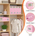 WOWBOX Sheet Organizers and Storage,Closet Bed Sheet Organizer Under Bed Storage and Organization with Label Cards & Clear Window for Bedding Sheets,Duvet Covers,Blankets (6 Pack，Pink) - Image 2