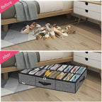 Onlyeasy Sturdy Under Bed Shoe Storage Solution Organizer For Closet Fit 16x2 Pairs, Underbed Shoes Container Bags with Reinforced Handles, Breathable, Linen-like Black, MXAUBS16P2 - Image 3