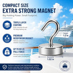 Neosmuk Magnetic Hooks Steel Tube Design for Cruise,80lb+ Silver,10 Pack - Image 4