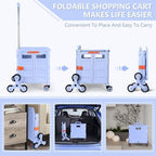 Foldable Utility Cart Folding Portable Rolling Crate with Magnetic Extended Lid,360°Rotate Wheels,176LBS Load Capacity,Heavy Duty Durable Dolly Cart(Blue) - Image 2