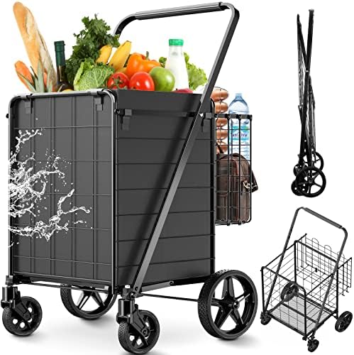Upgraded Shopping Cart for Groceries,330LBS Jumbo Grocery Cart by RXUJYC