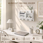 Rebee Vision Key Holder Wall Mount with Mail Organizer for Entryway, White - Image 3