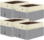 BALEINE 4 Pack Fabric Closet Storage Bins for Shelves, Linen Closet Organizers and Storage, Decorative Baskets for Organizing, Shelf, Clothes, Home, Office (Grey, 12"x8"x8") by BALEINE