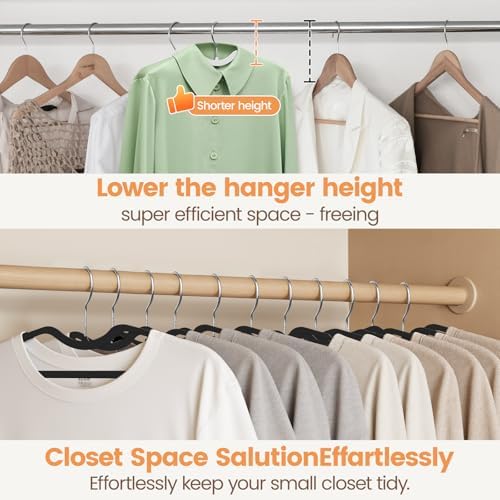 Plastic Short Neck Hangers 40 Pack Ultra-Thin Space-Saving ABS 360° Swivel Hook Ideal for Closet Organization Fits Coats Shirts Dresses & More (40, Black) - Image 4