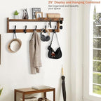 29'' Coat Rack Wall Mount with Shelf, Coat Hanger Wall Mount with Key Hooks and Mail Holder, Wood Entryway Floating Shelf with Hooks and Storage, Hat Rack for Wall Key Holder Mail Organizer - Image 5