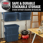 Rubbermaid Roughneck Tote 14 Gal, 6 Pack, Made in USA, Dark Indigo Metallic, Rugged Plastic Stackable Storage Bins with Lids and Handles - Image 5