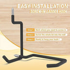 Screw in Ladder Hook, Black Heavy Duty Tool Holders 4PC, Bike Hooks, Wall Mount Garage Storage Hanger, Shelf Organizer for Hanging Bike, Ladder, Folding Chair, Cord - Image 6