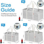 LHZK 2 Pack Utility Tote Bag with Metal Wire Frame and the Sides Rinforced, Large Tote Bag with Handle, Reusable Grocery Bags Foldable, Beach Bag, Car Tote (Gray, 18.5''x11.8''x11.5'') - Image 4