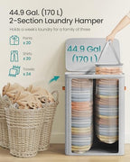 SONGMICS Laundry Basket, 170L Laundry Hamper with Lid, 2 Removable Bags - Image 4