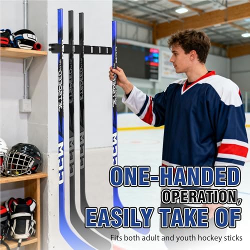 Hikeen Hockey Stick Wall Mount, Enhanced Stability Ice Hockey Stick Display Holder, Space-Saving Hockey Stick Organizer Holds up to 6 Sticks for Any Home Office Wall - Image 6