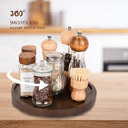 Wood Lazy Susan Organizer Kitchen Turntable for Cabinet Farmhouse Bathroom Decor Round Decorative Tray for Vanity, Counter, Sink, Coffee Table, 11 Inch, Walnut - Image 3
