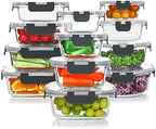 KOMUEE 24 Pieces Glass Food Storage Containers Set, Gray by KOMUEEUS