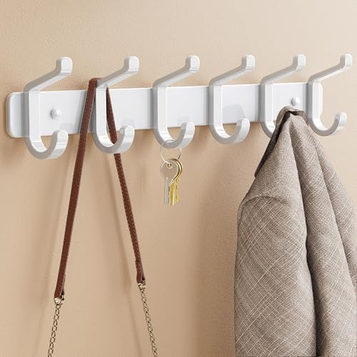 Coat Rack Wall Mount Heavy Duty, Wall Coat Hanger with Hooks, White 1 Pack by pickpiff