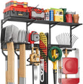 Garage Wall Organizer with Storage Shelves, 48" Garden Tool Organizer with Shelving Units and Hooks Hangers, Heavy Duty Metal Shelf with Shovel Rake Holder, Garage Organization Rack for Yard Shed Lawn by Olakee