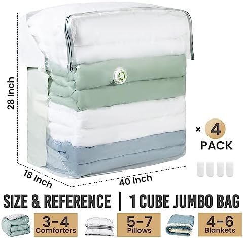 TAILI Vacuum Storage Bags 4 Pack, Extra Large Cube (40x28x18x18 Inch),Cream - Image 2