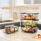 4 Pcs Stackable Wire Baskets for Pantry Organizers and Storage, Black - Image 4