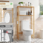 Over The Toilet Storage, Freestanding 2-Tier Bamboo Bathroom Shelves, Above Toilet Organizer for Home Washroom, Bathroom Decor (Natural) - Image 6