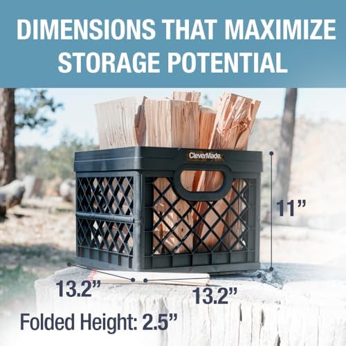 CleverMade Collapsible Milk Crate, 25L Storage Crate, Holds 50 lb, Obsidian (Pack of 6) - Image 5