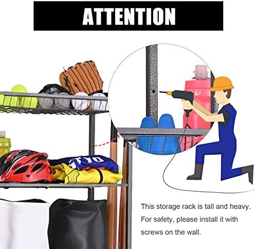 Mythinglogic Sports Equipment Organizer for Garage with Golf Bag Storage - Image 5