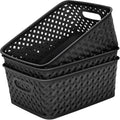 MaxGear 3 Pack Plastic Storage Baskets, Large, Black by MaxGear