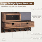 Key Holder for Wall, Key and Mail Holder for Wall with Storage Drawer, Entryway Rustic Home Decor, 3 Liquid Chalks & Chalkboard, 15.98”W x 9.1”H x 3.3”D, Brown - Image 4