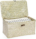 Hipiwe Seagrass Storage Basket Bins with Lid Handwoven Wicker Shelf Baskets by Hipiwe
