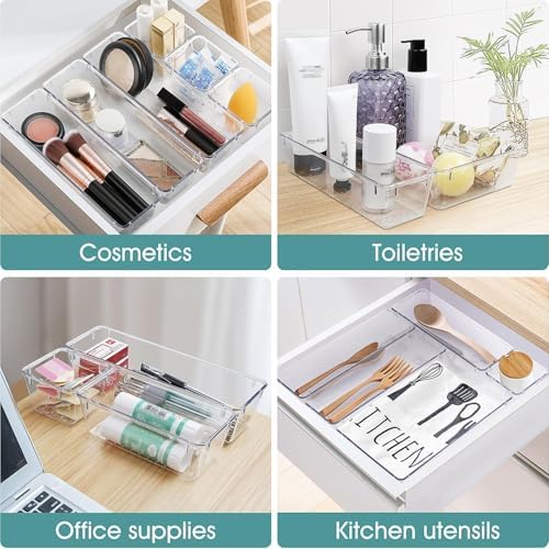 25 PCS Clear Plastic Drawer Organizer, Makeup Organizers and Storage Bins - Image 5
