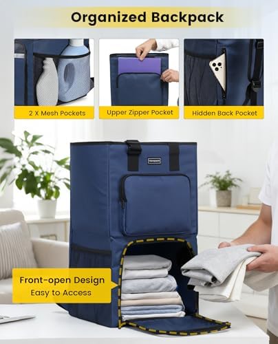 Vorspack Laundry Backpack for College Dorm, Heavy-Duty Hamper, Blue - Image 3