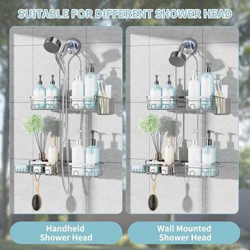 KEGII Hanging Shower Caddy for Handheld Showerheads, Silver - Image 3