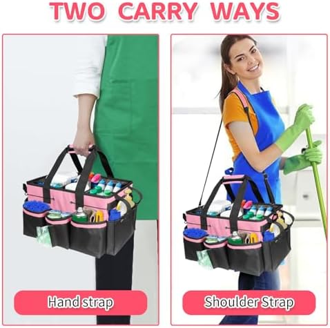 Boczif Cleaning Caddy Bag Wearable,Cleaning Caddy Supplies Organizer(Pink) - Image 4