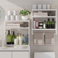 Towel Rack Bathroom Storage Shelves Over The Toilet with Towel Bar 100% Bamboo Adjustable Height Floating Shelf Wall Shower Shelf for Small Space Bathroom Kitchen Multi Usage White New 2Pack by PPN