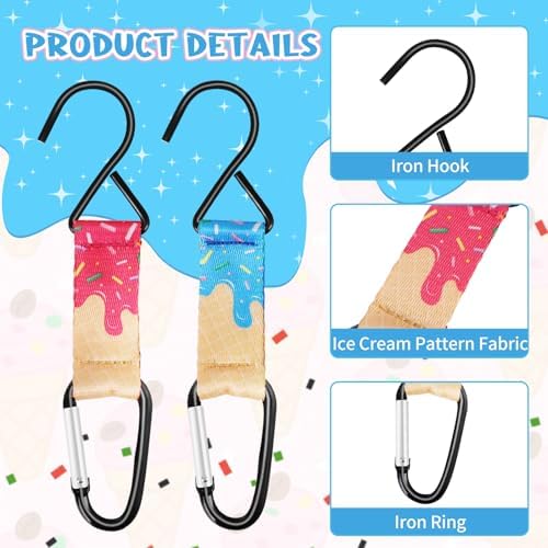 Ice Cream Drip Baseball Softball Dugout Organizer Bag Fence Hook Helmet Glove Hanger with Name Tag Sports Team Gifts Gear for Boys Girls Coach Mom Must Have Travel Accessory-2pcs - Image 2