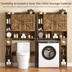 Vabches Over The Toilet Storage Cabinet with 2 Barn Doors, Rustic Brown - Image 4