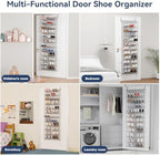 Whitmor 36 Pair Over the Door Shoe Rack,12 Tier Hanging Shoe Organizer with Metal Frame & Mesh Shelves, Heavy Duty Shoe Storage Holder for Door, No Drill Installation, 74" H x 21.7" W x 7.5" D, Grey - Image 7