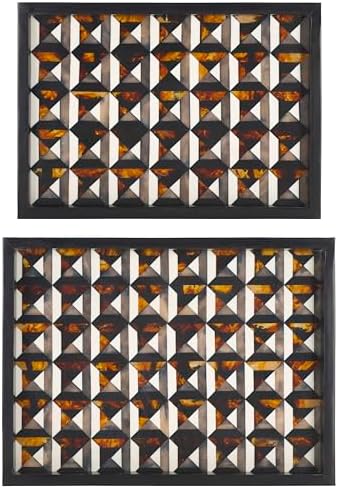 SAFAVIEH Home Collection ANI Ivory & Brown Tray Set 2 (Fully Assembled) - Image 6