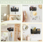 VIS'V Key Holder Wall Mount, Wooden Mail and Key Organizer, Black - Image 7
