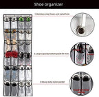 SAVERHO Over the Door Shoe Organizer, Hanging Shoe Organizer with 24 Mesh Large Pockets Door Shoe Rack Organizer for Men Women Kids Hanging Shoe Storage Bag.(White) - Image 4