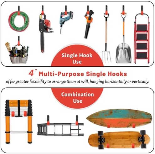 4 Inch Garage Hooks, 6 Pack Heavy Duty Wall Hooks for Hanging - Image 2