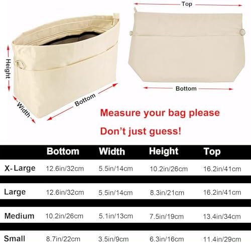 Handbag Tote Purse Organizer Insert, Medium, Beige - Image 2