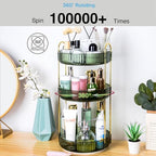 360 Rotating Makeup Organizer - Large Capacity Spinning Perfume & Cosmetic Skincare Holder for Vanity & Countertop (Gem Green, 3 Tier) - Image 5