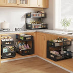 Under Sink Organizer, 2-Tier Dual Pull Out Cabinet Organizer Drawers With Smooth Circular Rail, Large Capacity Metal Mesh Sliding Shelves For Bathroom& Kitchen Storage,Height Adjustable–Black,1 Pack - Image 6